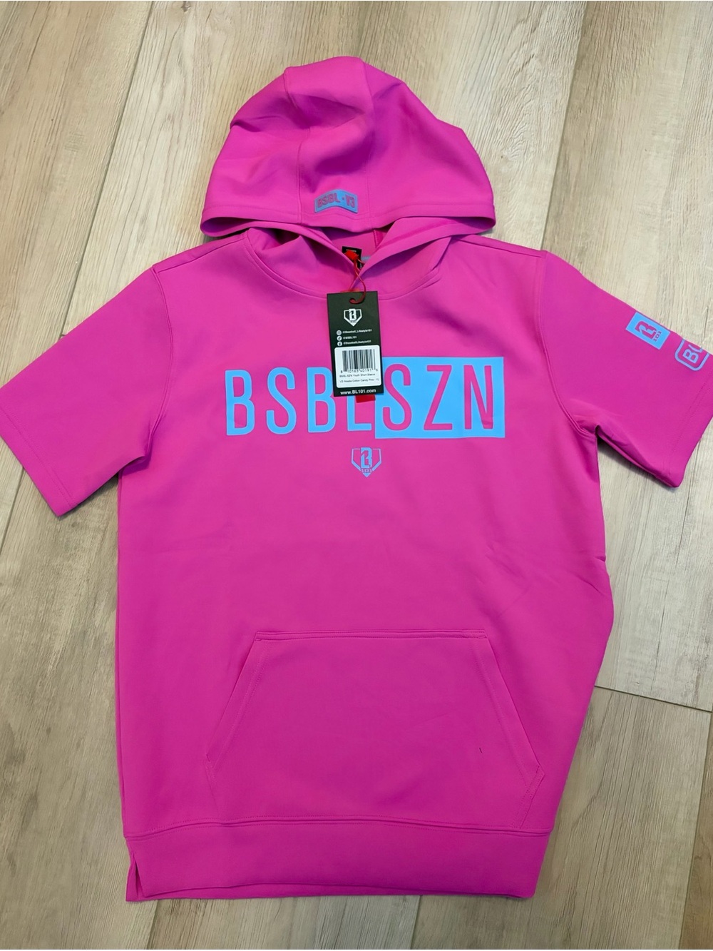 BSBLSZN Kids' Pink Short-Sleeve Hooded Sweatshirt YL new with tags!